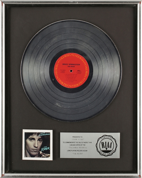 Bruce Springsteen 1980 "The River" RIAA Platinum Sales Award Presented To Frank Kunst