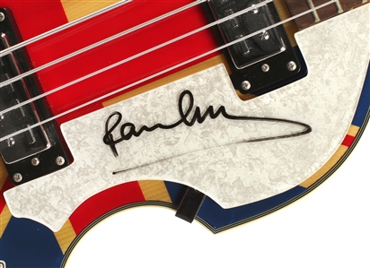 Paul McCartney Signed Union Jack Hofner Guitar w COA