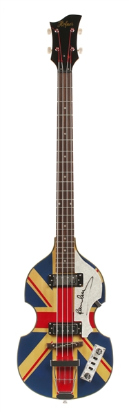 Paul McCartney Signed Union Jack Hofner Guitar w COA