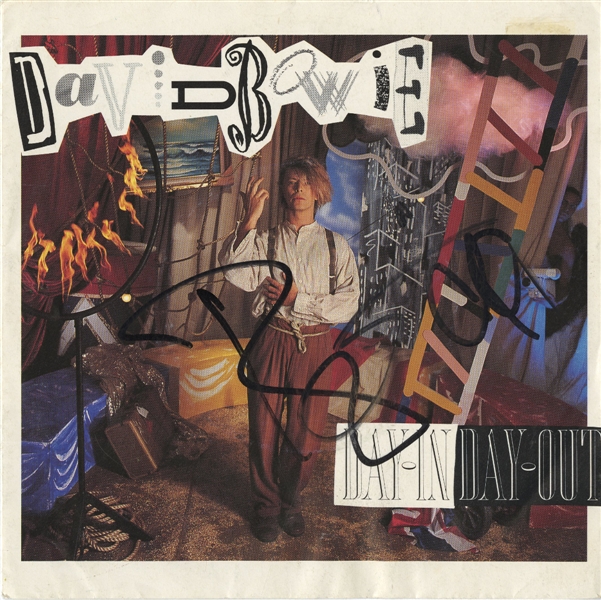 David Bowie Signed “Day-In Day-Out” 45 Record Sleeve w COA