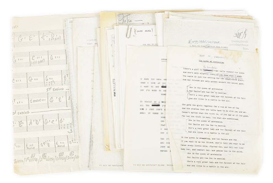 Group of Lyric Sheets from Jack Bruce & Corky Laing