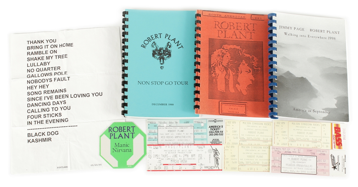 Robert Plant 1988-1998 Tour Itinerary (3) Lot With Concert Tickets & Setlist