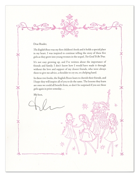 Madonna Signed "The English Roses" Book Typed Letter w COA