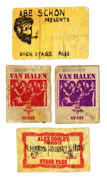 Eddie Van Halen Owned Collection of 1980 Backstage Passes (4)