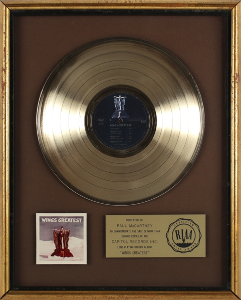 Paul McCartney “Wing’s Greatest” RIAA Gold Record Award Presented to “Paul McCartney"