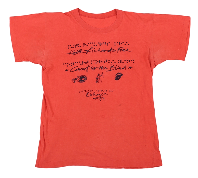 Ian McLagan 1979 Keith Richards Free Concert For The Blind Orange T-Shirt