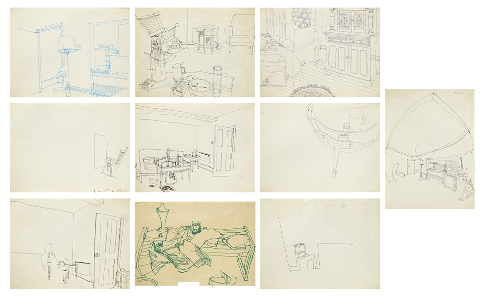 Ian McLagan 1960s Seven Pieces of Original Hand-Drawn Artwork