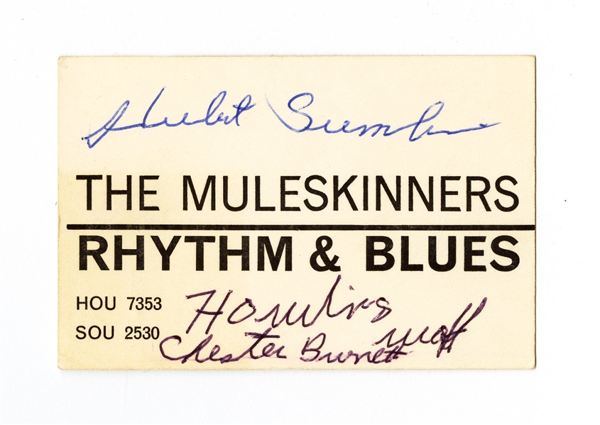 Howlin Wolf Hubert Sumlin 1965-1990s Autographed Muleskinners Card With Photos w COA