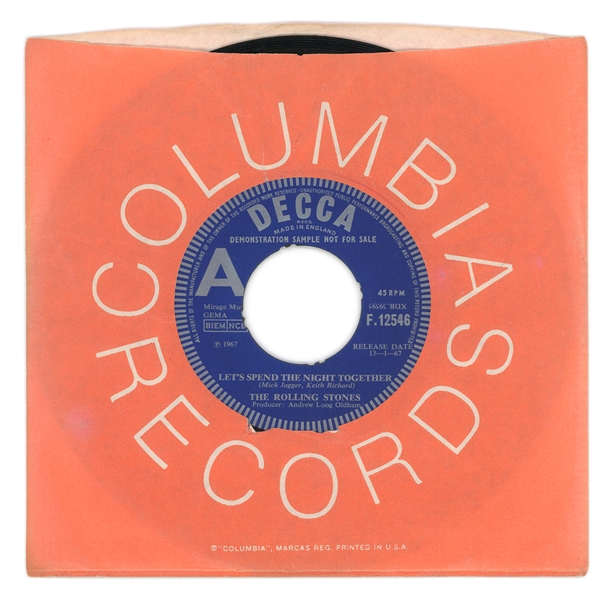 The Rolling Stones 1967 Lets Spend the Night Together b/w Ruby Tuesday U.K. Decca Promotional Single