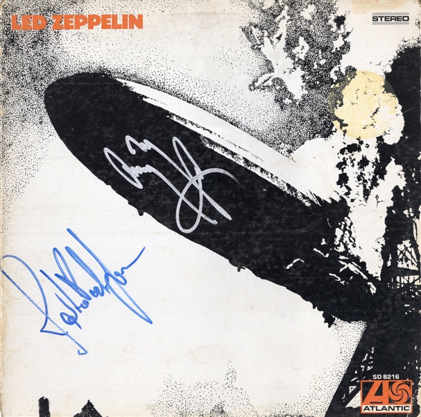 Led Zeppelin 1970 Jimmy Page and John Paul Jones Autographed "Led Zeppelin I" Album Cover w COA