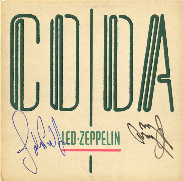 Led Zeppelin 1982 Jimmy Page and John Paul Jones Signed "CODA" Album Cover w COA