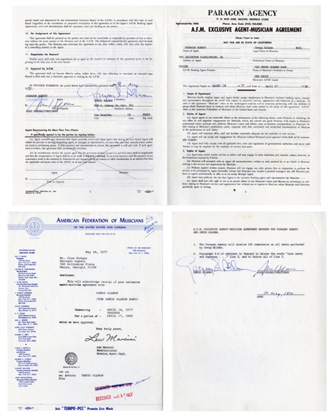 Allman Brothers Band 1977 Gregg Allman Signed AFM Agent-Musician Agreement w/ COA