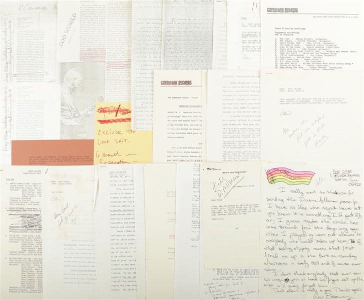 Duane Allman 1972-1974 Anthology I & II Letters, Clippings, Reviews