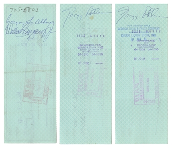 Gregg Allman 1971-1982 Lot of 3 Endorsed Checks