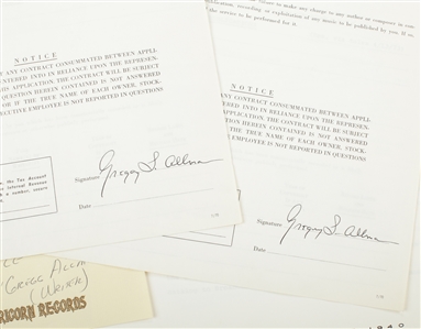 Gregg Allman 1973-1975 Twice Signed BMI Publishing Administration Forms w/ COA