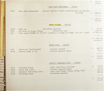 The Gregg Allman Band 1977 Recording and Financial Documents
