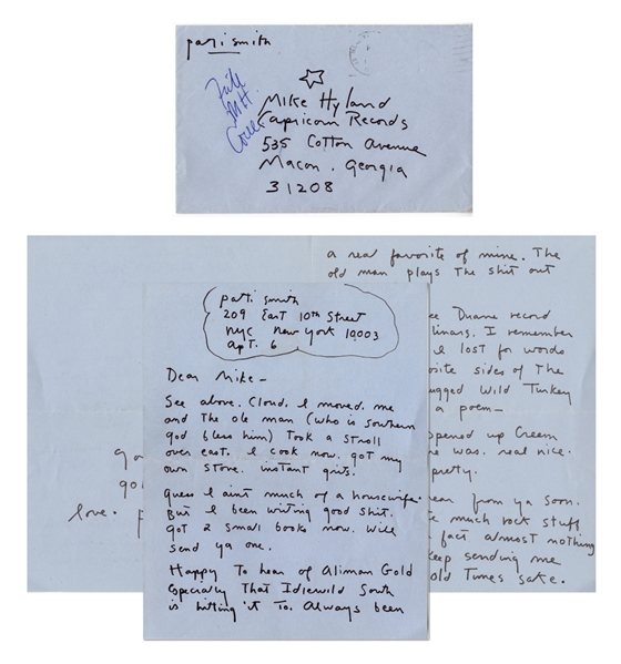 Patti Smith 1973 Handwritten Letter With Envelope w/ COA