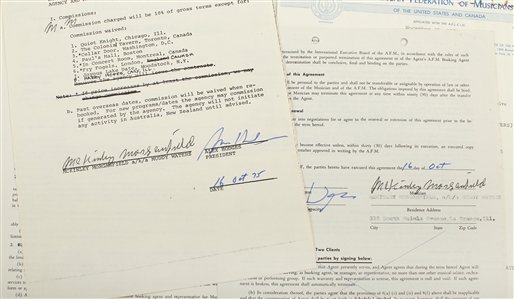 Muddy Waters 1975 Lot of 2 Signed Contracts w/ COA