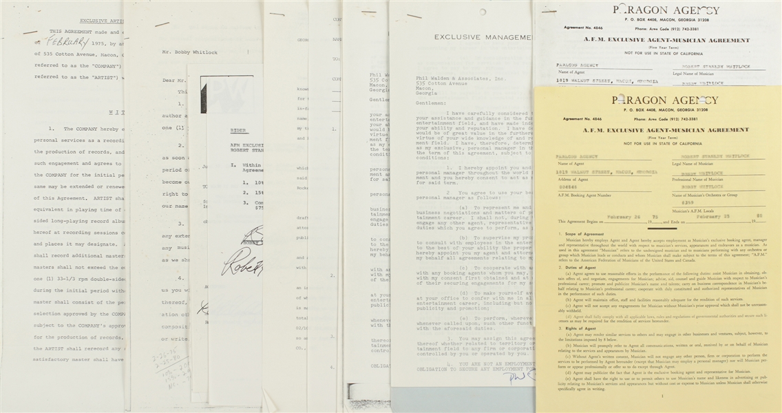 Bobby Whitlock 1975 Lot of Contracts and Business Correspondence
