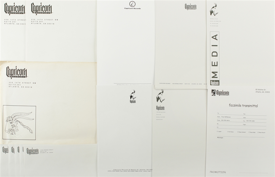 Phil Walden 1980s-1990s Personalized Capricorn Records Stationary and Logo Items Lot