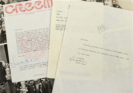 Lester Bangs 1974 Capricorn Records Creem Magazine Lot With Lester Bangs Signatures
