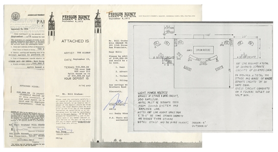 Bill Graham 1973 Bill Graham Signed Letter With Contract, Rider, and Correspondance for an Allman Brothers Band Show