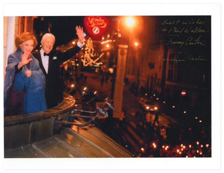 Jimmy Carter 2002 Jimmy & Rosalynn Carter Signed Oslo Grand Hotel Balcony Photo