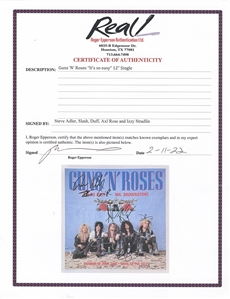 Guns' N' Roses 1987 Signed Debut Single “It's So Easy w COA