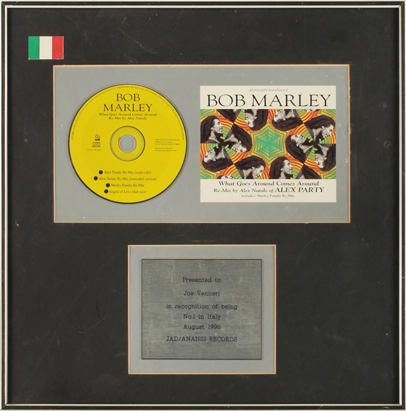 Bob Marley 1996 "What Goes Around Comes Around" Re-Mix Italian JAD/ANSI Records In-House Award Presented To Joe Venneri