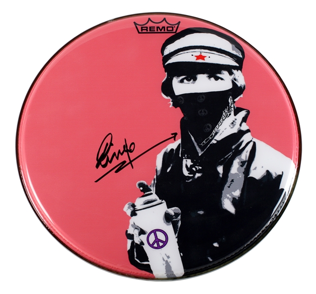 Ringo Starr 2014 Autographed Red Bandana Drum Head w COA