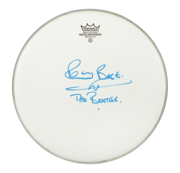 Pete Best Signed Drumhead with “The Beatles” Inscription
