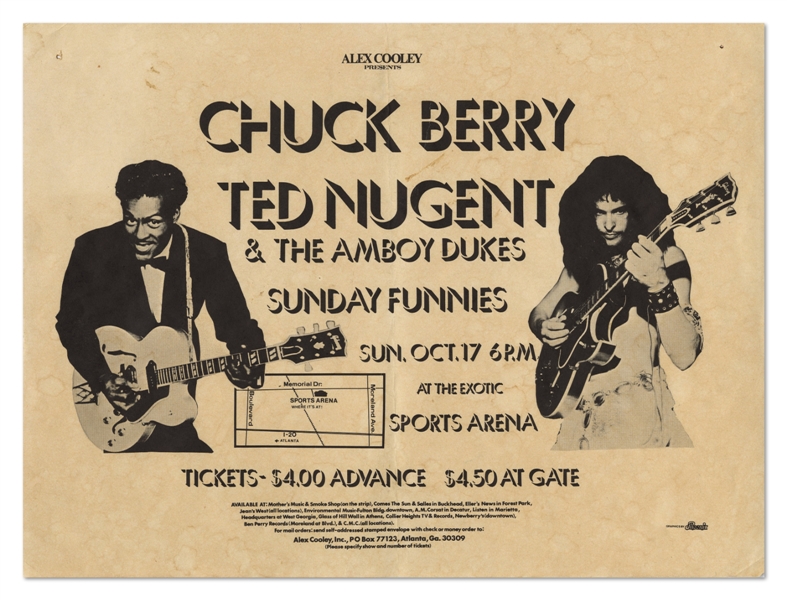 Chuck Berry & Ted Nugent October 17 Vintage Concert Flyer