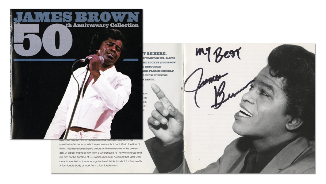 James Brown Signed “50th Anniversary Collection” CD Booklet