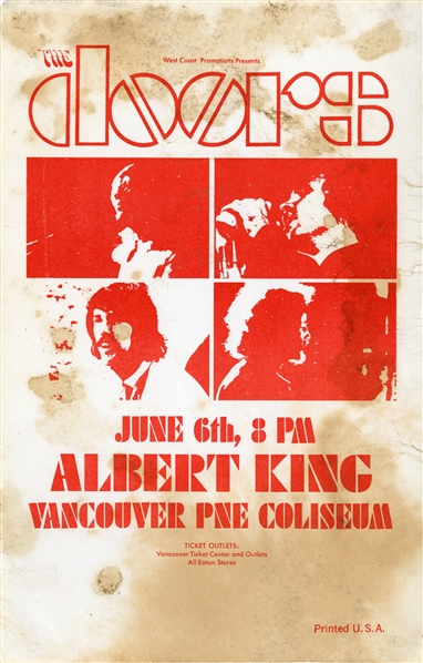 The Doors & Albert King June 6th 1970 Vancouver PNE Coliseum Original Flyer