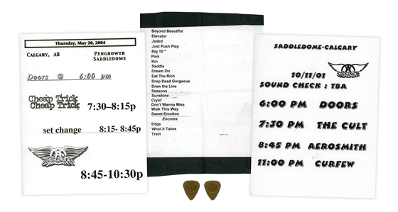 Aerosmith 2001 – 2004 Calgary Local Crew Shirt, Set List & Ephemera Lot