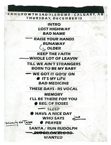 Bon Jovi 2008 Calgary Local Crew Shirt & Set List Lot