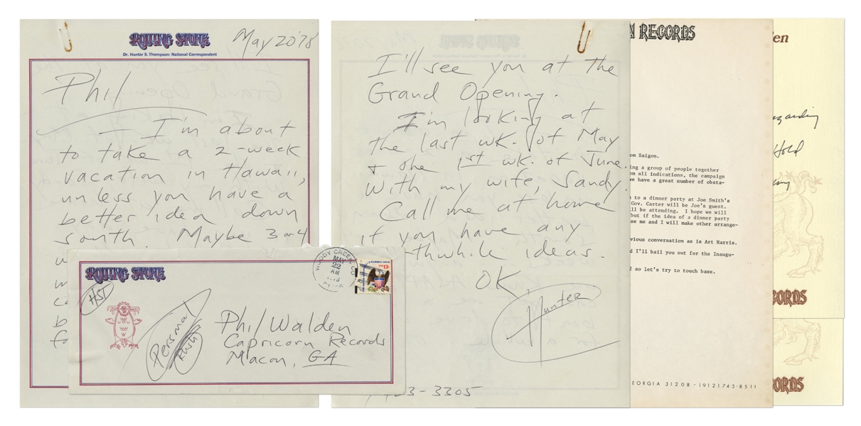 Hunter S. Thompson 1975-1978 Handwritten Letter and Correspondence