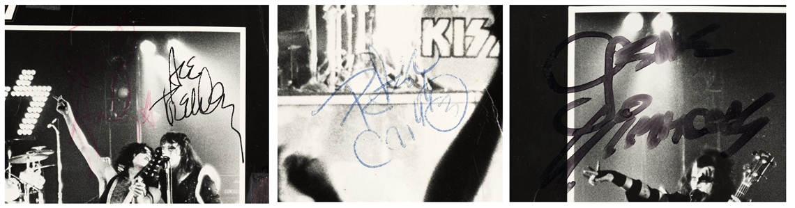 KISS 1970s Band Autographed Mounted Rock Steady / Rogers & Cowan, Inc Press Photo w COA