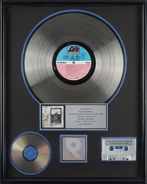 Led Zeppelin 1971 IV RIAA Platinum Sales Award Presented to Rock 102/WLRS