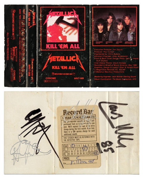 Metallica Kill Em All 1983 Fully Band Autographed Cassette J-Card w COA