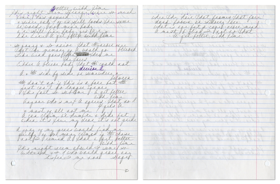Prince 2009 Better With Time Handwritten Lyrics