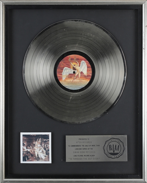 Led Zeppelin 1979 In Through the Out Door RIAA Platinum Record Award Presented to ATCO Records