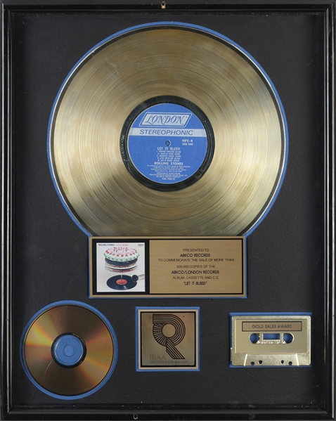 Rolling Stones 1969 Let it Bleed RIAA Gold Sales Award Presented to ABKCO Records