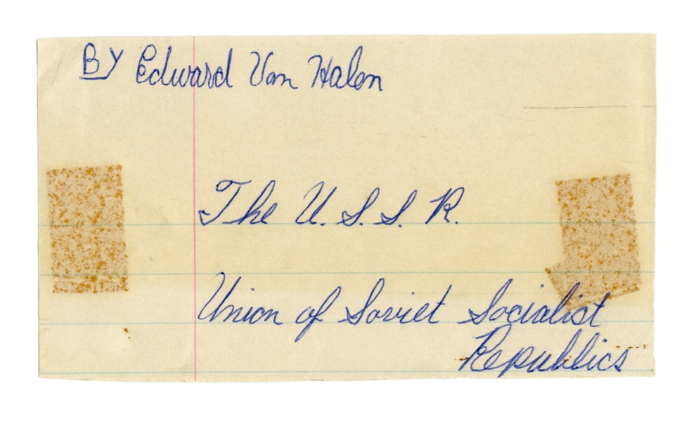 Van Halen 1960s Edward Van Halen School Work Cut "The U.S.S.R."