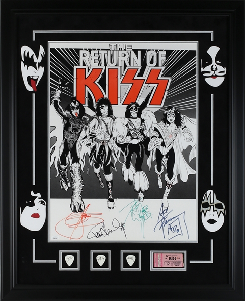 KISS 1979 The Return Of KISS Poster Autographed With Guitar Picks & Ticket w COA
