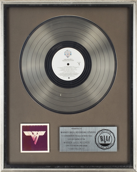 Van Halen 1979 Van Halen II Platinum Award Presented To Warner Bros. Recording Studios