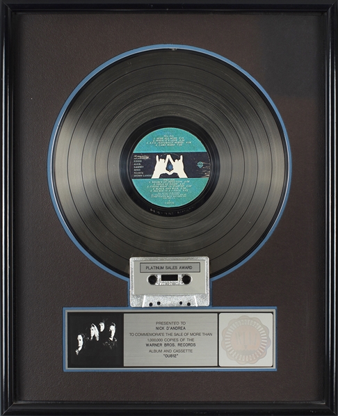 Van Halen 1988 OU812 RIAA Platinum Sales Award Presented To Nick DAndrea - Photo of Eddie Presenting Award