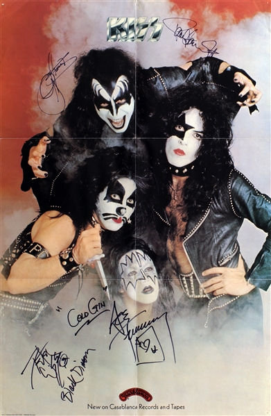 KISS 1974 Vintage Casablance Four Times Autographed Poster w COA