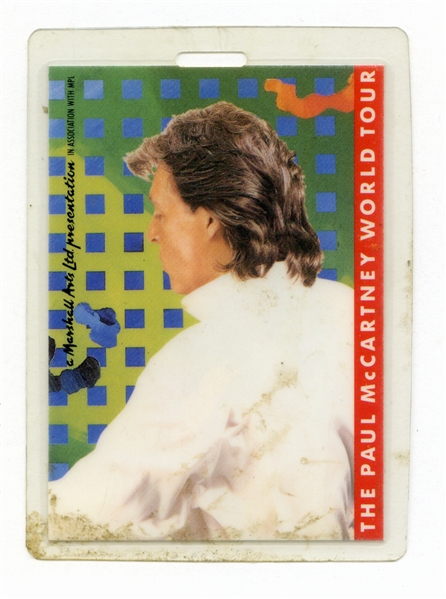 Paul McCartney 1989-1990 Numbered Backstage Pass w/COA