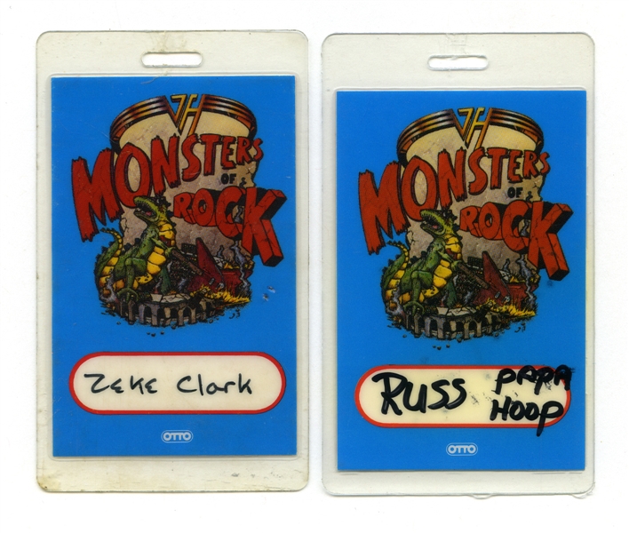 Van Halen 1988 Lot of 2 Monsters of Rock Staff & Crew Passes w/COA